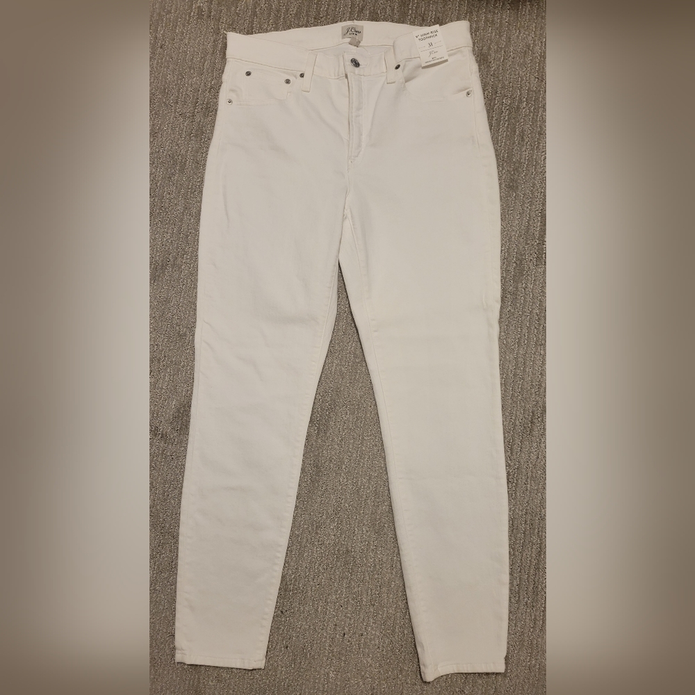 J.Crew | NWT 9” Toothpick with Perfecting Pockets White Jeans sz 31
